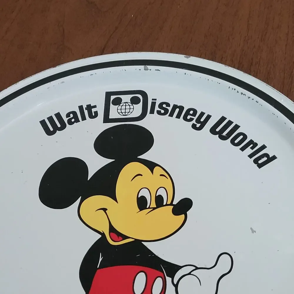 Vintage 1970s Walt Disney World Mickey Mouse Tin Tray Serving Platter